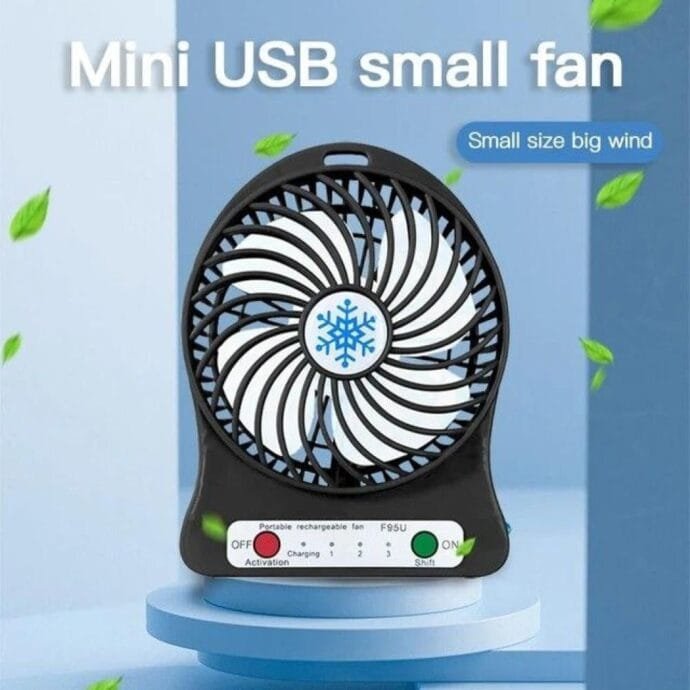 ⁦مروحة USB صغيرة محمولة قابلة لاعادة الشحن⁩ - الصورة ⁦2⁩